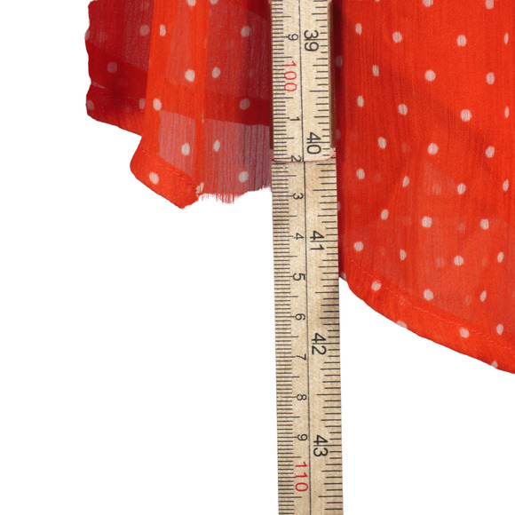 Vero Moda Orange Dress Womens Medium Sheer Sleeves Smocked Waist Lightweight - Picture 12 of 13